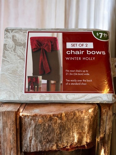 Winter holly chair bows set - holly,