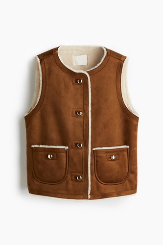 Brown tan fur lined gillet - brown,