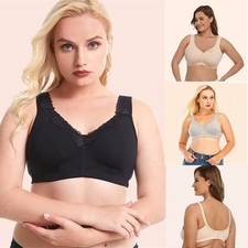 UK Ladies Plus Size Bra  Cotton Rich Full Firm Support Non Wired Non Padded Bra