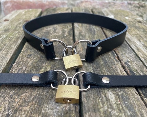 Real leather locking choker