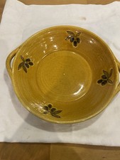 Vintage Stoneware Dish Decorated with Olive Branch and Leaves