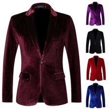 Men Solid Velvet Wedding Coat