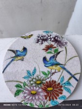 White Enamel Round Plate Bird