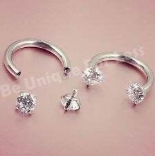 Horseshoe Bar Barbell Nose CZ Lip Piercing Hoop Septum Ear Ring 1.2g 6mm 8mm