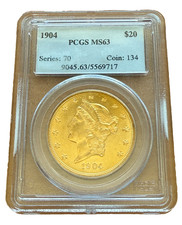 US 1904 Gold $20 20 Dollars PCGS MS63 Double Eagle Liberty Head