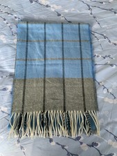 VIYELLA GREY AND BLUE CHECK SCARF 30X160 CM HERRINGBONE DESIGN