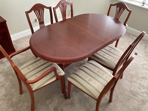 Yew dining table - yew, chairs