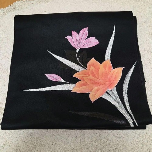 Japanese kimono obi black all - japanese,