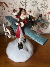 Christmas Santa Playing Plane Animated Musical Xmas Light Up Decoration 90s/00s