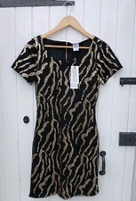 VERA MODA BLACK & GOLD SEQUIN WOMENS ZEKU SHORT DRESS - UK 8 - NEW - RRP: £42