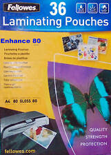 A4 laminating pouches 36  GLOSS Fellowes laminator laminates foils 150 micron