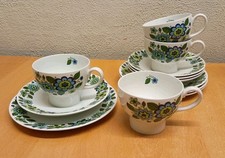 VINTAGE MIDWINTER SPANISH GARDEN TRIOS, TEACUPS, SAUCERS, CAKE PLATES 12 PIECES