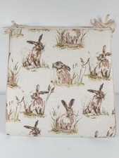 Set of 4 Country Rabbit Hare Tapered Tie-On Seat Pad Garden Patio Kitchen Dining
