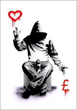 BANKSY CANVAS PICTURE PRINT WALL ART LOVE OR MONEY GRAFFITI