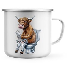 Funny highland cow enamel mug - highland,
