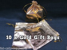 10x SHINY SILVER or GOLD LAME GIFT ORGANZA JEWELLERY WEDDING FAVOUR POUCHES BAGS