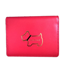 Radley Purse Red Leather Small Card Holder Wallet Heritage Dog Outline -RRP £49