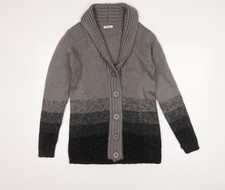Damart Women's Grey Cardigan Size 10/12 V-Neck Knit