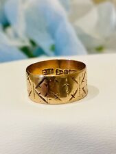 Antique Victorian 9ct Rose Gold Cigar Band Ring. SIZE I. Chester Hallmarks. 1891
