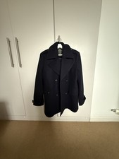  SUPERDRY PEA COAT XL 16 Womens  Beautiful Woollen Navy Pea Coat 