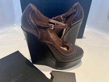 DSQUARED2 37/6 39/8 Brown Oxford Wingtip Platform High Wedge Shoes Pumps