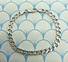 Vintage Mens Chunky 925 Solid Sterling Silver Curb Link Chain Bracelet with Box
