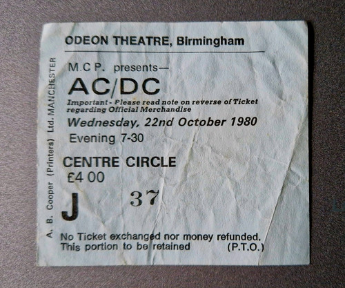 Used concert ticket - ac/dc,
