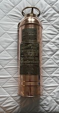 Vintage Antique Copper & Brass Fire Extinguisher. Hose. EMPTY. Fire Brigade.