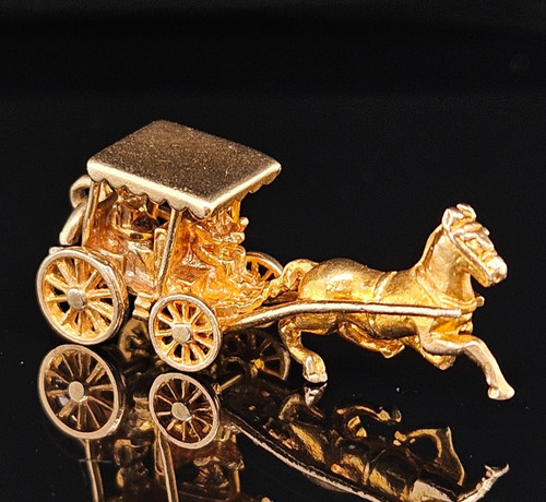 Gold horse drawn carriage - gold,