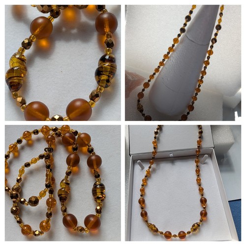 Vintage costume necklace - vintage, amber