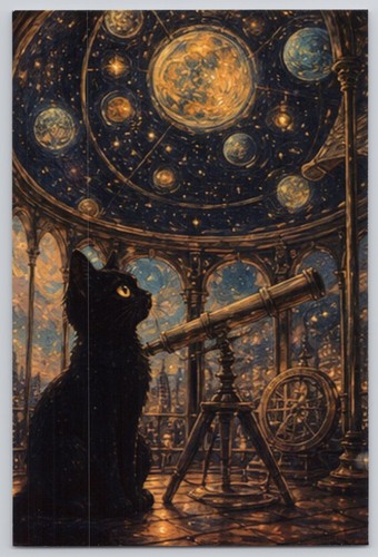 Black cat stargazer - black,