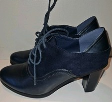 NEW LUNAR SIZE 5.5- 6 BLUE HEELED LEATHER SHOES WOMENS 