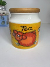 DUNOON STONEWARE TEA STORAGE JAR  FUNKY FARM by  JANE BROOKSHAW SHEEP