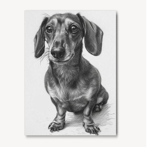Dachshund pencil drawing black - dachshund,