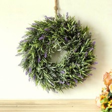 Large Hanging Artificial Topiary Lavender Flower Wreath Front Door Garland Decor