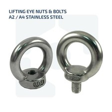 LIFTING-EYE-NUTS & BOLTS A2 / A4 STAINLESS STEEL M6 M8 M10 M12 M16 M20 M24 M30