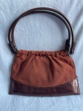 Claire Langford Vintage 1990s 2000s Handbag Leather & Suede Mod Orange/Brown