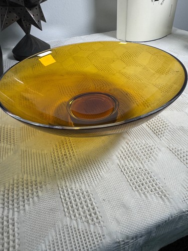 Amber glass waterlily bowl - amber,