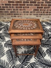Mid-Century Danish Teak Nesting Tables (3) Møbelfabrikken Toften Tile-Top 1960s