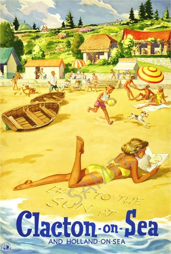 Vintage railway poster clacton - vintage,