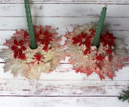 Christmas poinsettias candle - poinsettias,