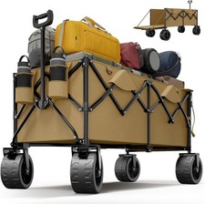 332L Folding Festival Trolley Wheels Heavy Duty Camping Wagon Cart COFFEE colour