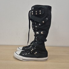 Converse All Star Canvas Trainers Knee High Buckle Studded Shoes Boots Size UK 5
