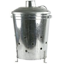 90L GALVANIZED INCINERATOR PAPER LEAF WOOD WASTE BURNER GARDEN RUBBISH FIRE BIN