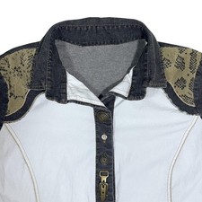 Western Style Snakeskin Patterned Cotton Elastane Long Sleeve Shirt Women's XL