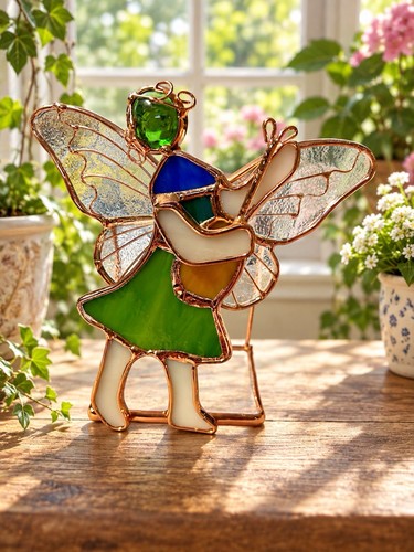 Vtg stained glass fairy angel - vtg,