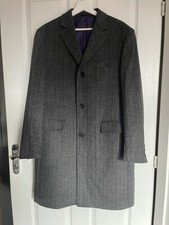 Magee Tweed Overcoat Men’s Size 40R Grey Herringbone Wool Silk Cashmere Sidney