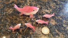 Set Of 5 Vintage Glass Fish