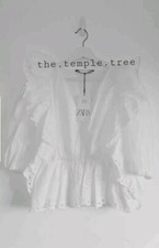 ZARA SIZE M (UK10) WHITE TOP BLOUSE EMBBROIDERED CUTWORK BNWT 