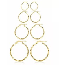 9CT GOLD FILLED TWISTED HOOP EARRINGS - Sizes: 15mm / 20mm / 30mm / 40mm (PAIRS)